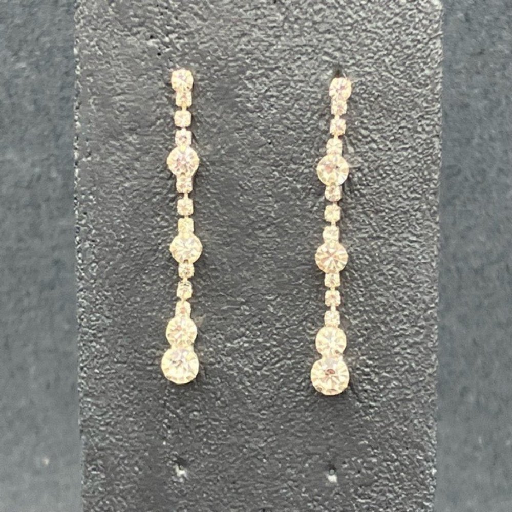 Claires Pierced Dangle Earrings Sensitive Solutions Silver Round Rhinestone Glam
